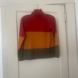 Vibrant Colorblock Turtleneck Sweater